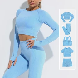 2/3/5PCS Energy Seamless Yoga Set Women Workout Set Sportswear Fitness Clothes For Women Clothing Gym Leggings Sport Suit