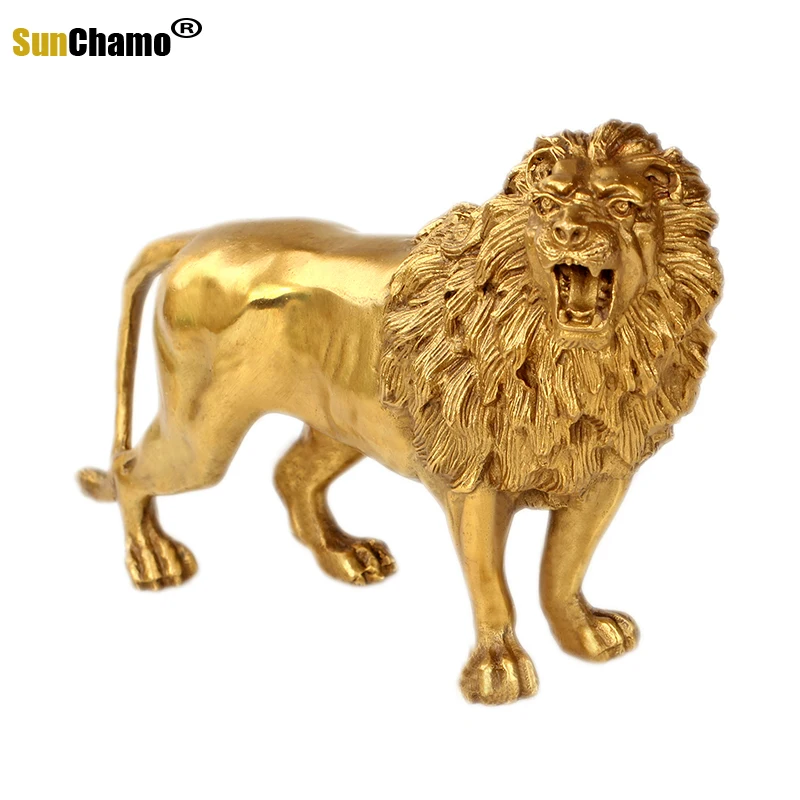 

New Modern Chinese Brass Little Lion Prairie Home Decoration Accessories for Living Room Office Decoration Crafts Animal Resin