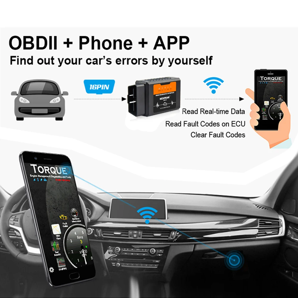 ELM 327 V1.5 WIFI OBD2 PIC18F25K80 Chip Code Reader Elm327 OBD2 Auto Scanner V1.5 for Android/IOS Car Diagnostic Tools