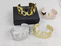 Personalized Letter Bracelet Custom Name Bracelet Adjustable Stainless Steel Punk Bracelet  Ladies Jewelry Girlfriend Gift