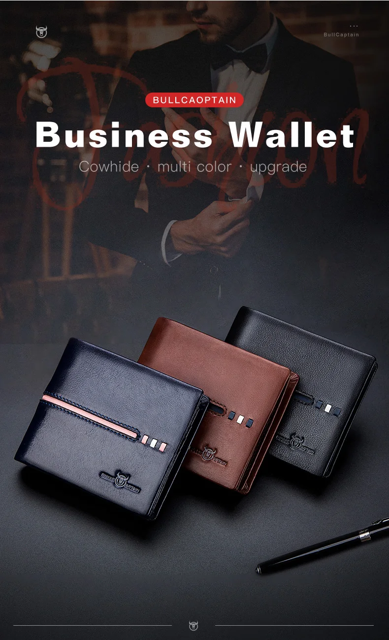 BULLCAPTAIN Echtes Leder Brieftasche Männlichen Marke Designer Business Brieftasche Multi-funktion Lagerung Geldbörse Rfid Karte Paket Brieftasche Männer – Detail 1