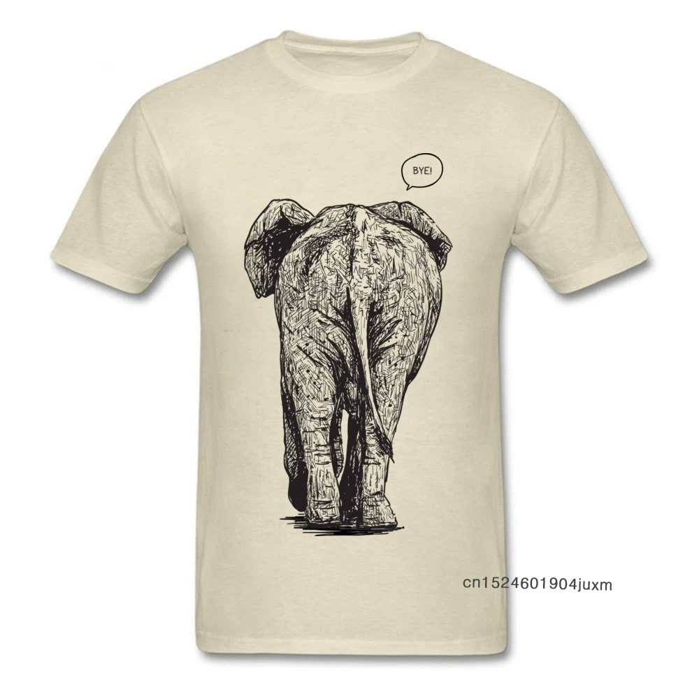 Men Tshirt Bye-bye Elephant Print Mens Tops T Shirt Sweatshirts Funky Short Sleeve T-Shirt 100% Cotton Fabric Crew Neck Tee