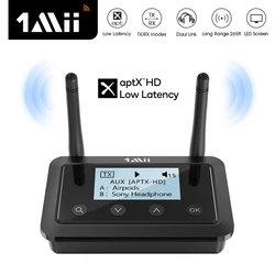 1mii b03+ Bluetooth送信機受信機aptx ll hd 3.5mm,TV用Bluetooth 5.0アダプター,PCヘッドセット,LCD画面付き