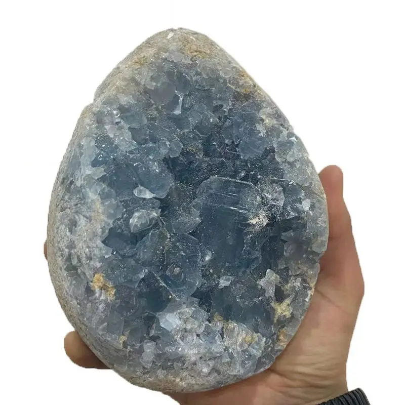 800-2000g Natural celestite geode quartz cluster specimen Blue Spar Hole Geode Gemstone healing