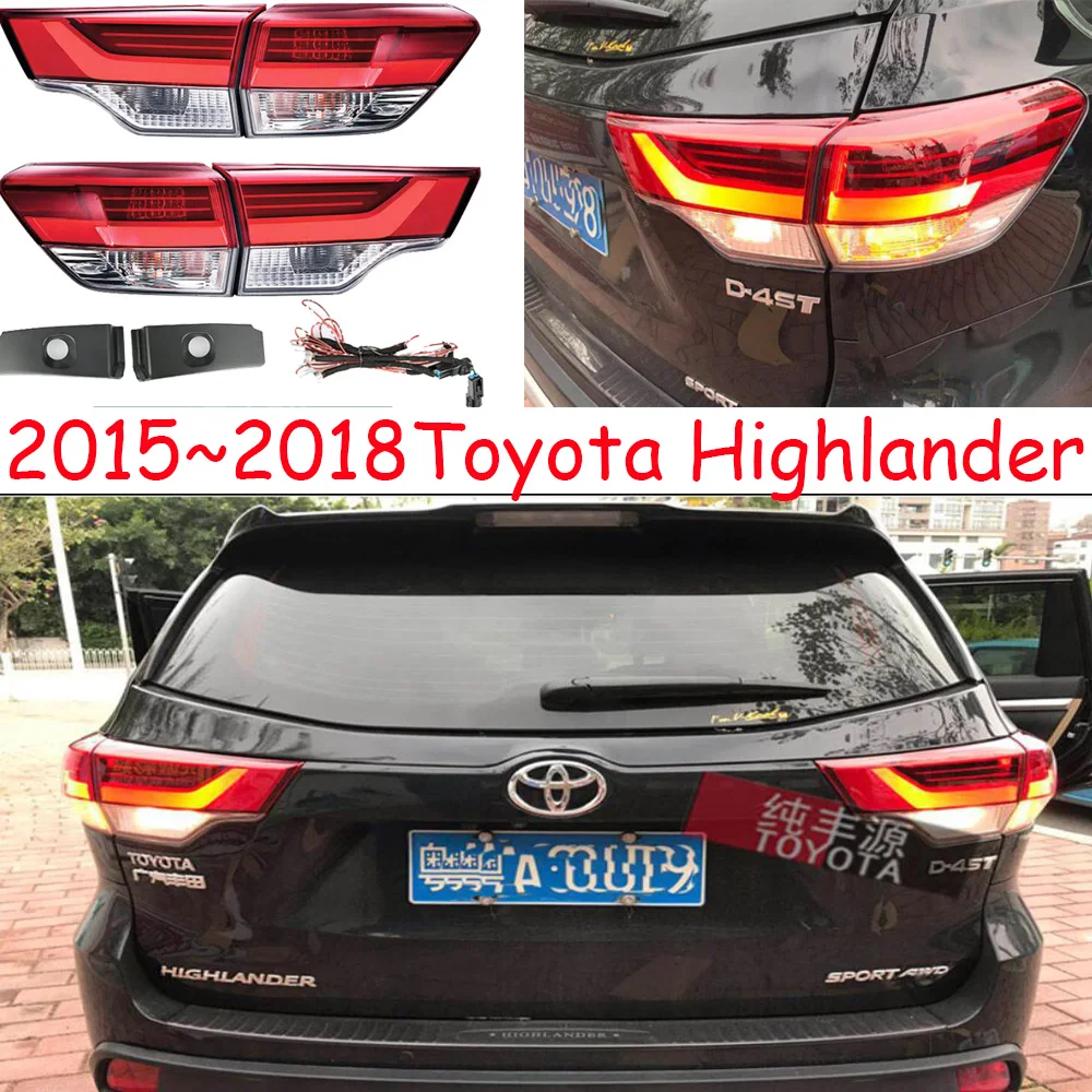 1pcs 2015~2017/2018y tail light for Toyota highlander taillight KLUGER car accessories LED DRL Taillamp for highlander fog light