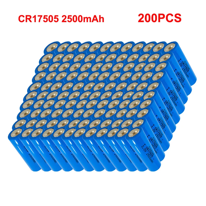 200PCS CR17505 17505 3V A Size Lithium Batteries Li-MnO2 2500mAh Thionyl Chloride Battery for Electronic Meters Tracking Device