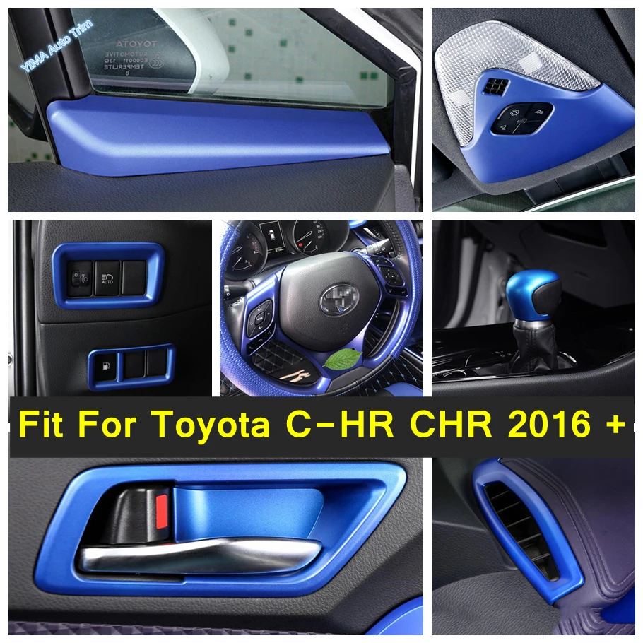 

Blue Interior Accessory Window Pillar A Front Door / Steering Wheel / Gear Shift Knob Cover Trim For Toyota C-HR CHR 2016 - 2022