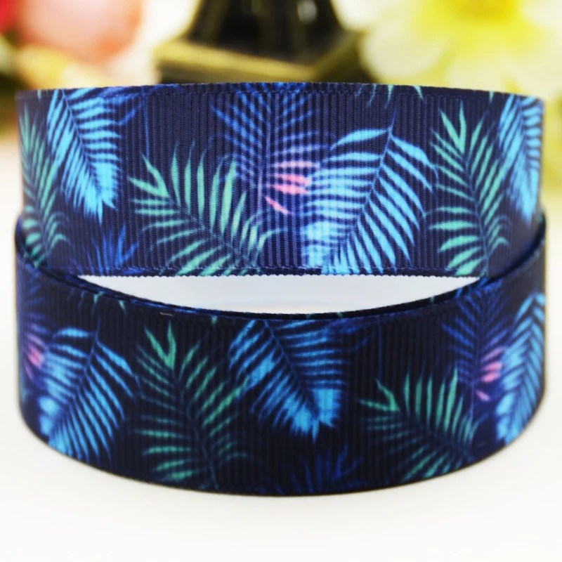 22mm 25mm 38mm 75mm leaf printed Grosgrain Ribbon party decoration 10 Yards X-03643