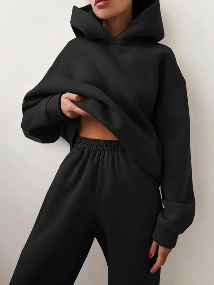 Two Piece Sets Women Tracksuit Oversized Suit Autumn Trouser Suits Female Sweatshirt Clothing Solid Sports Hoodie Sportswear