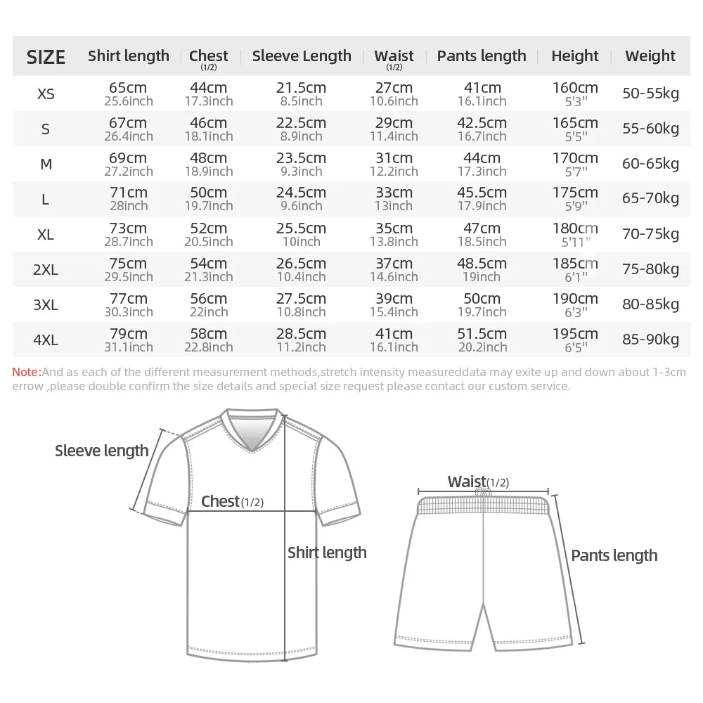 Zhouka Voetbal Jersey Set Sublimatie Afdrukken Quick Dry Korte Mouw Shirts Mannen Elastische Shorts Trainingspak Set Voetbal Uniform