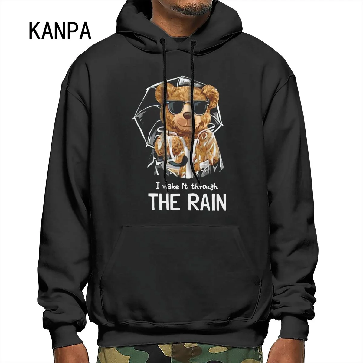 

Hooded Sleeping Big Bear Fashion Letter Printing New Men's Sweatshirt Hip Hop Retro Pullover Oversize Cool Mens Sweatshirts 3xl