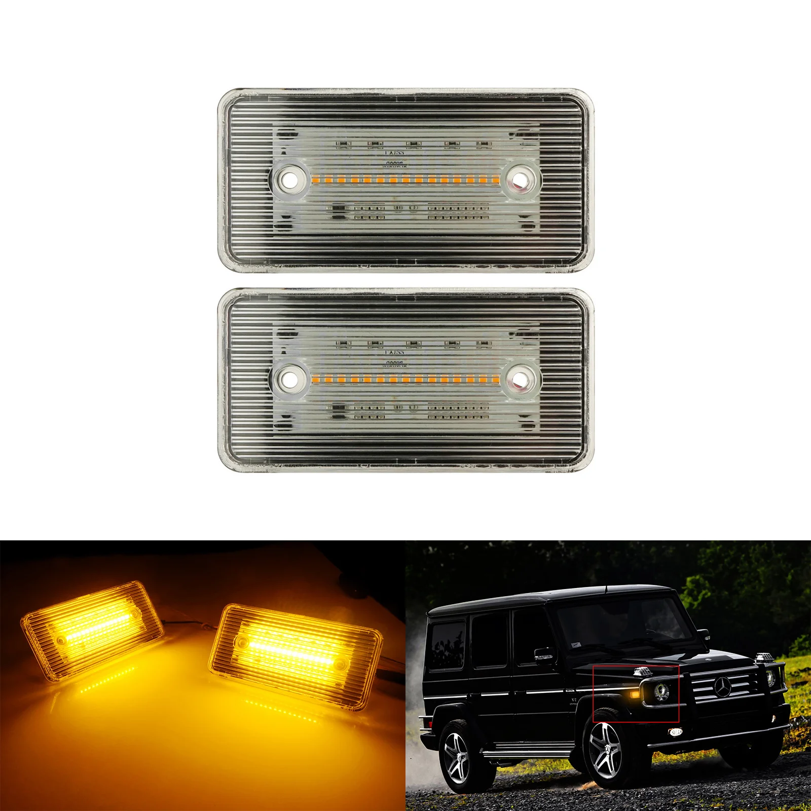 2x Fit 2002-14 Mercedes G Class W463 G500 G550 Amber LED Front Side Marker Light