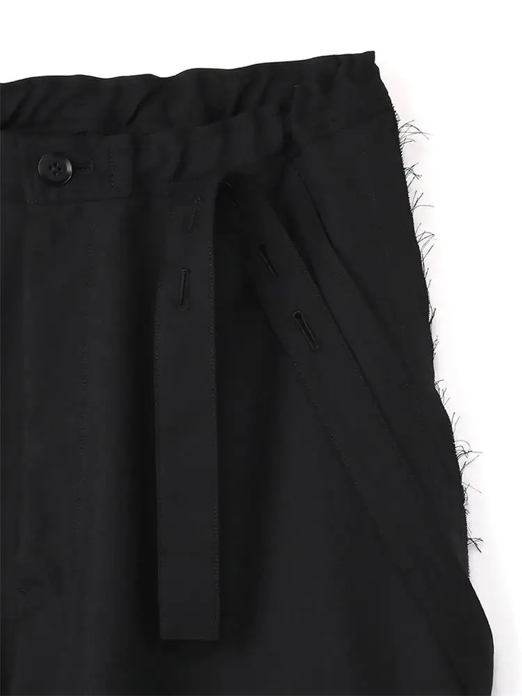 Men's Casual Pants Straight Leg Pants Wide Leg Pants Spring And Autumn New Black Elastic Waist Large Pocket Design Boot Pants