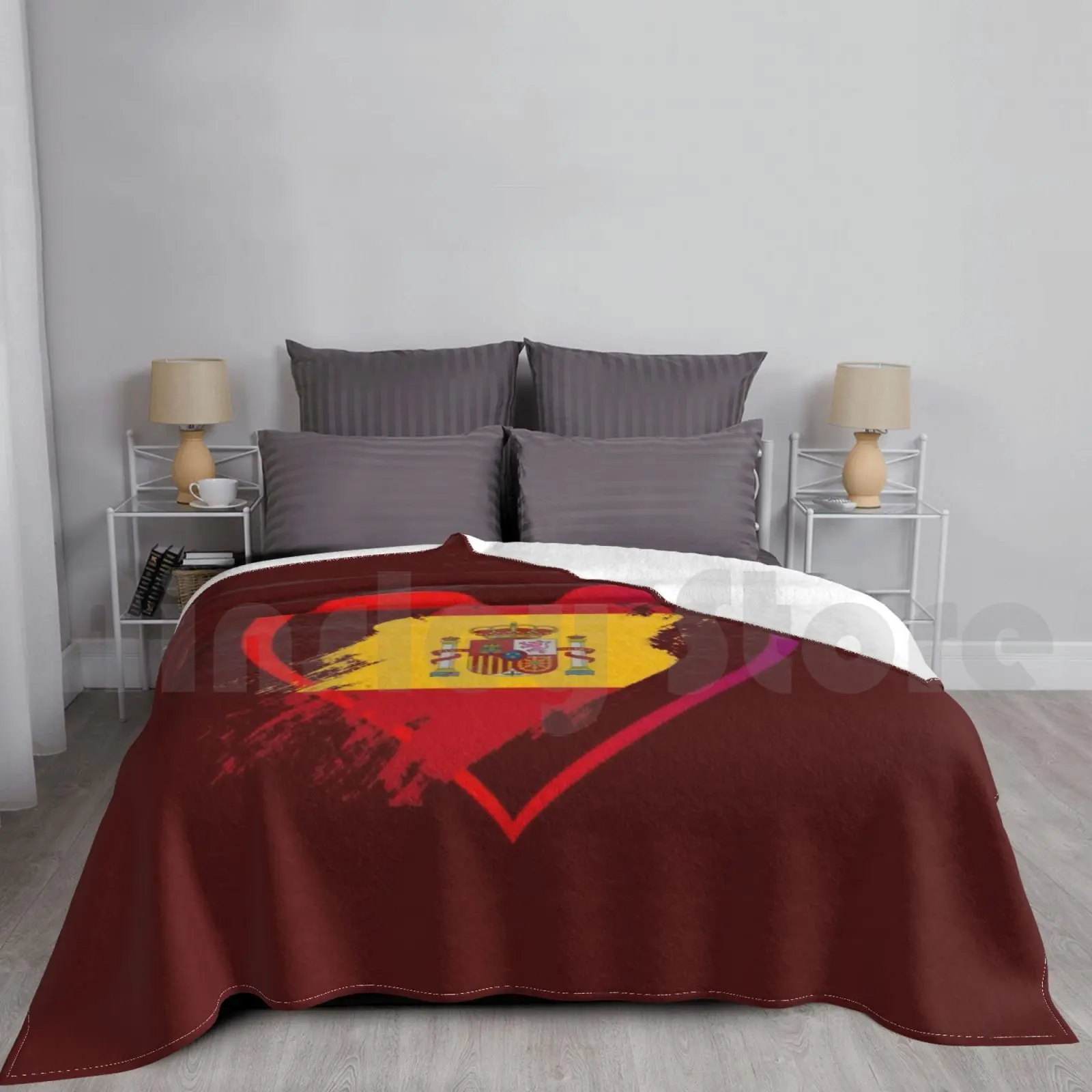 Spanish Heart Blanket Super Soft Warm Light Thin Spain Spanish Flag Flags Heart Patriotism Patriotic Pattern Pretty Love