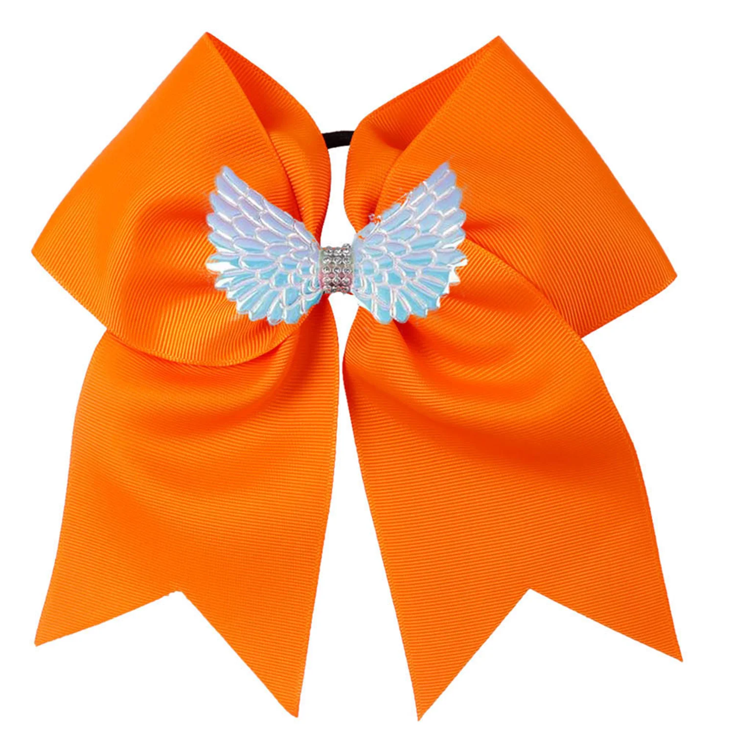 NEW 7inch angel  wings  Hair Bow Girls Solid Cheer Bow With Elastic Band Cheerleader Hair Bands For Kids Hair Accessories