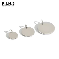 F.I.N.S-colgante de plata de ley S925 auténtica, minimalista, geométrico, liso, tres tamaños, moneda redonda Circular sin cadena