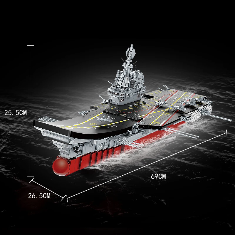 Military Transformation Aircraft Carrier Shandong Ship Boat Army Warship Destroyer Toy Brick Building Block Adult Birthday Gifts