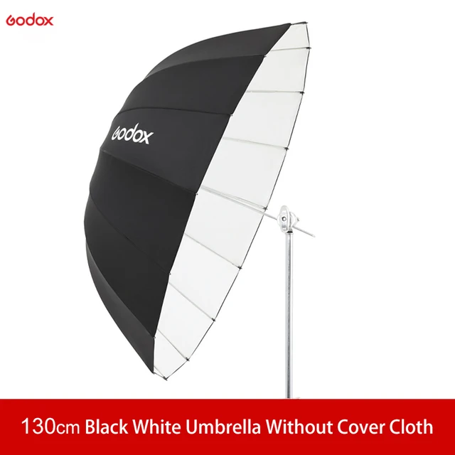 Godox UB-130W 51in 130cm Parabolic Black White Reflective Umbrella Studio Light Umbrella with Black Silver Diffuser Cover Cloth