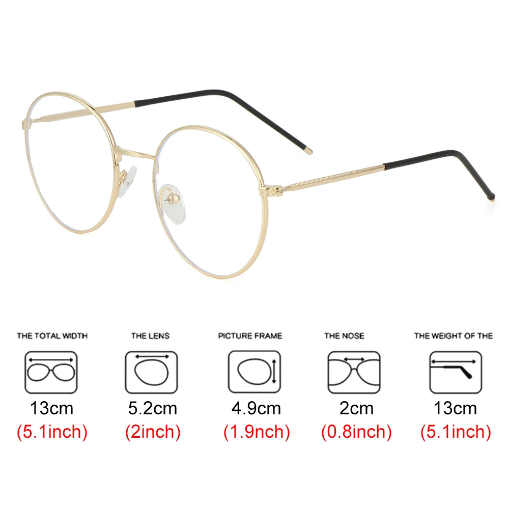 Online Classes Computer Vintage Anti-Blue Light Eyeglasses Eyeglasses Protection Metal Glasses Ultra Light Frame