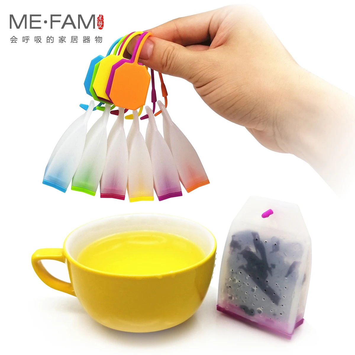 ME.FAM Set New Jelly Silicone Tea Bag Safe Eco-Friendly Non Toxic Reusable Tea Leaves Infuser Filter Herbal Spice Strainer Tools