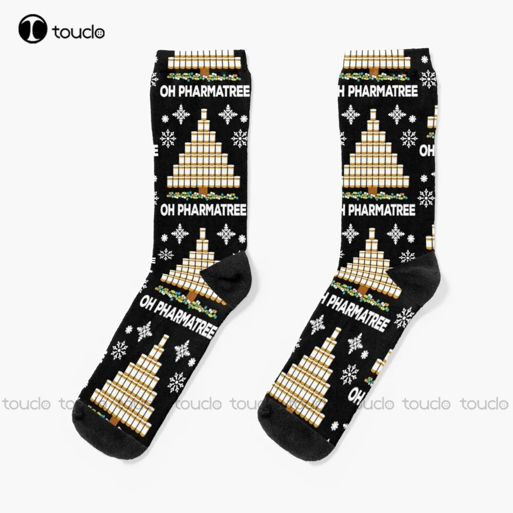 

Pharmacy Christmas Tree Medication Pharmacist Gift Idea Socks Mens Colorful Socks Personalized Custom 360° Digital Print Gift