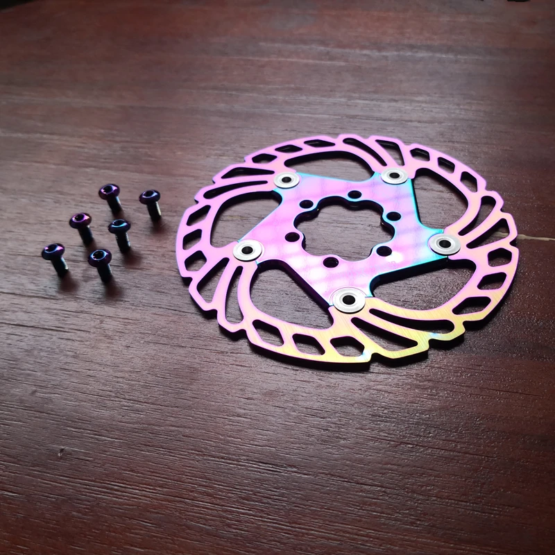 2020 New 140/160/180/203mm Bicycle brake disc Road Floating Bicycle Brake Six Nail Disc for Mountain Bike Brake Rotors rainbow