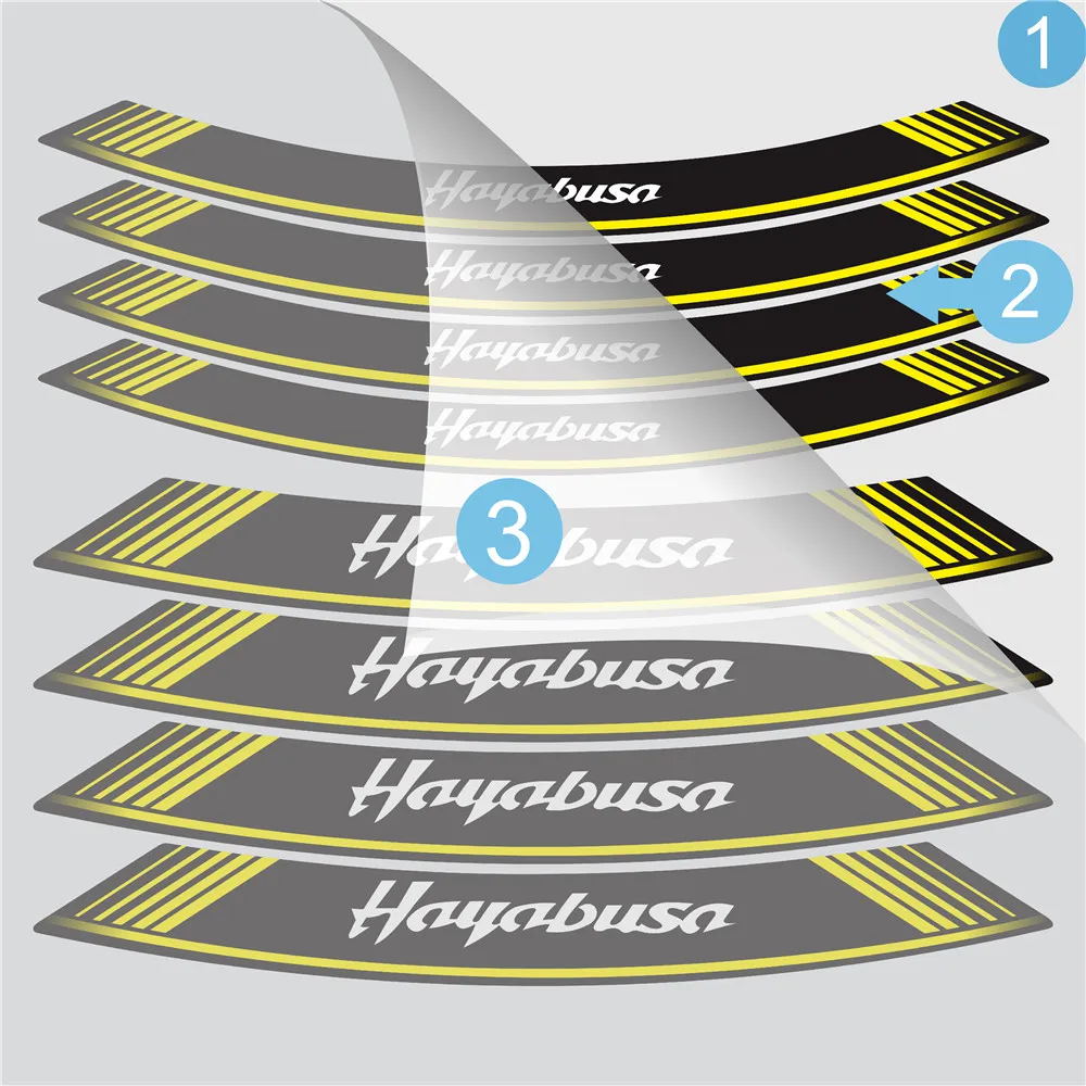 8pcs Strips Motorcycle Wheel Stickers Front Rear Rim Tire Decoration Decals Accessories For SUZUKI HAYABUSA GSX1300R