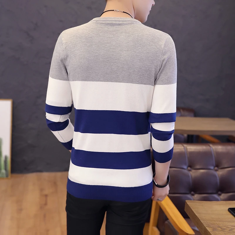 Vente chaude pull pour hommes 2022 printemps automne nouveaux étudiants sud-coréen américains Slim rayé pull rouge et noir deux couleurs M-XXL