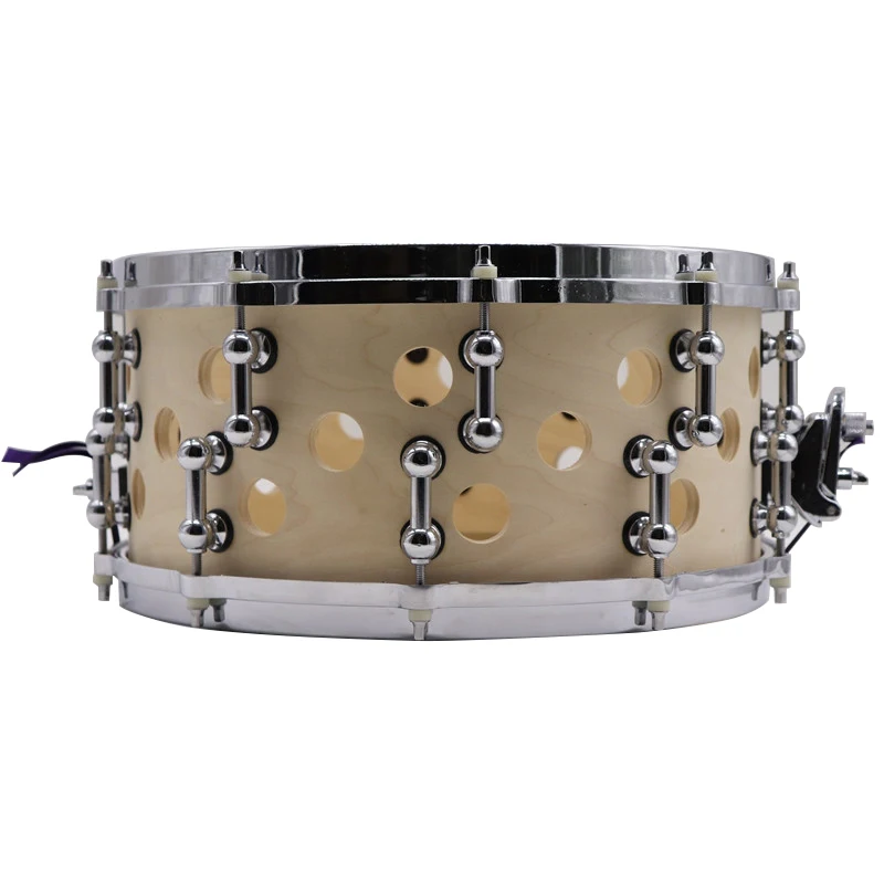 body hole birch wood snare drum 14inch x 6.5inch deep with free 1 pair 5A maple drum stick and 1 piece drum screw spanner