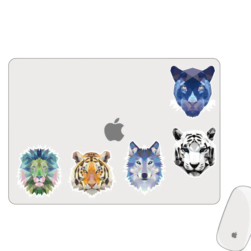 5 Pcs/Set Cool Animal Cartoon Stickers Tiger  Lion Wolf  Boys Stickers Decorate for Suitcase  Bottle Laptop 7~10CM Pegatinas