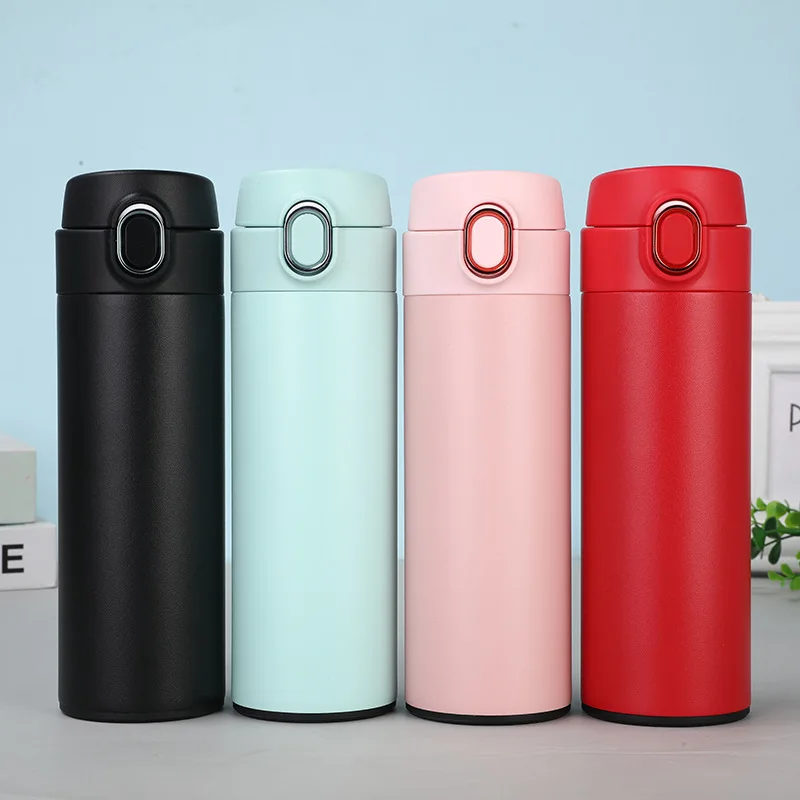 

New Style Fashion Bouncing Lid Vacuum Flask Portable Double-layer Vacuum Insulated Water Bottle Travel Sports Vacuum Flask