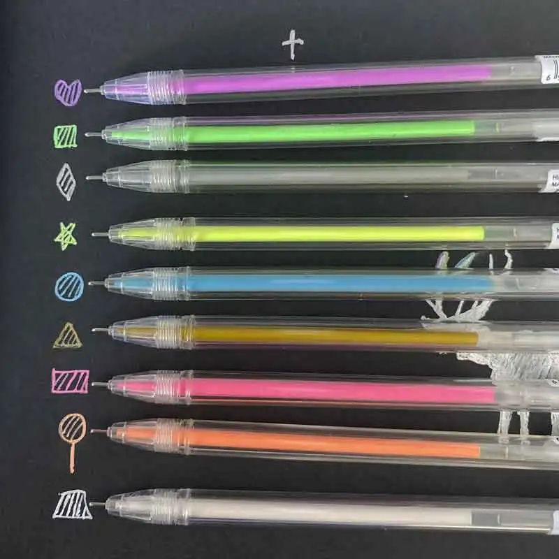 21Pcs/lot White Gel Pen Photo Album 0.5mm Color ink Pen Stationery Office School Learning Cute Scrapbooking Pen Gift for Kids