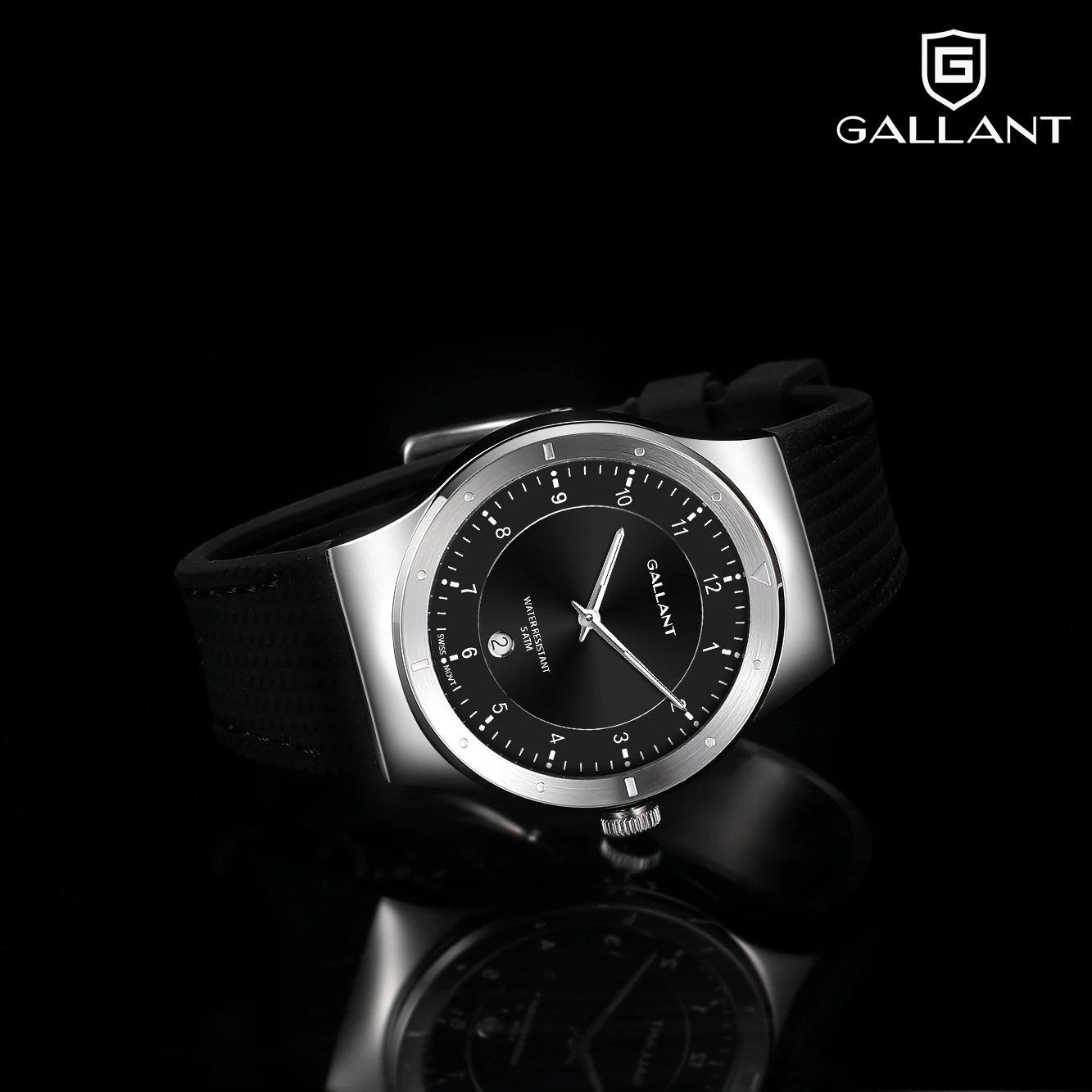 GALLANT Men\'s Watch Elegant Swiss Quartz Watches Stainless Steel Wristwatch for Men Luxury 5ATM Silicone Strap Reloj Hombre 40mm