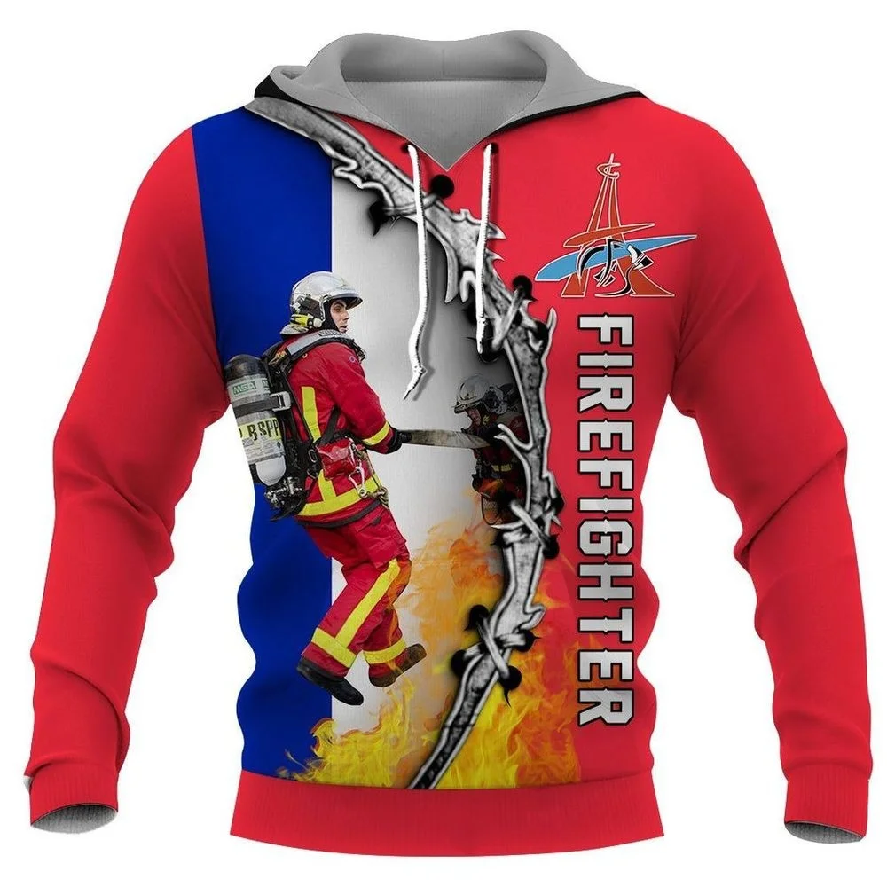 HX Fire Fighting Hoodies 3D Graphics Splicing Pocket Man Hoodie Pullovers Tops Fashion Sweatshirts Harajuku Clothing