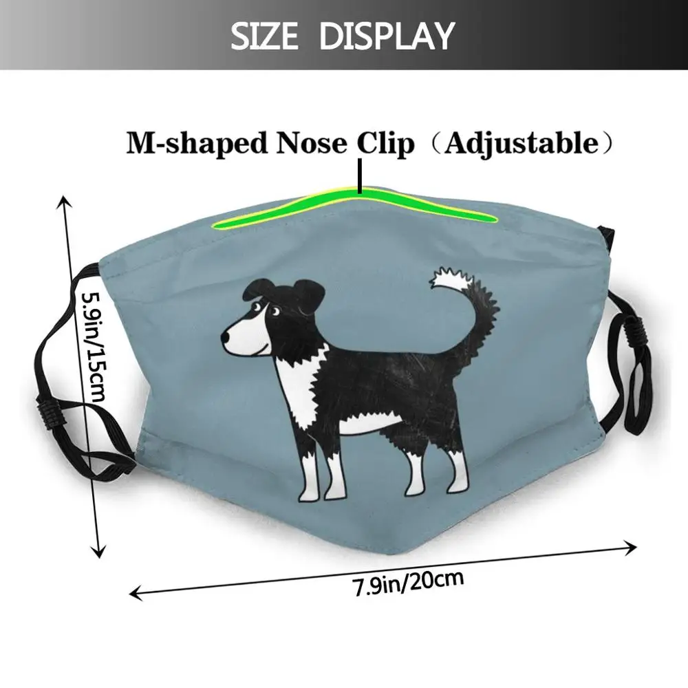 Border Collie-mascarilla con filtro antipolvo para adultos y niños, máscara con diseño de animales de dibujos animados, Collie, oveja, perro, perro, mascotas