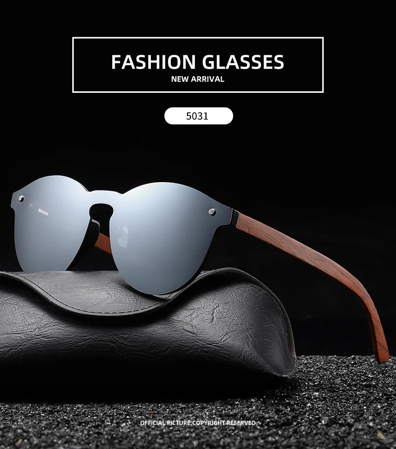 GM Retro Holz Sonnenbrille Männer Frauen Polarisierte Sonnenbrille Fahren Natürliche Holz Rahmen Brillen Spiegel Sonnenbrille Oculos S5031 – Detail 3