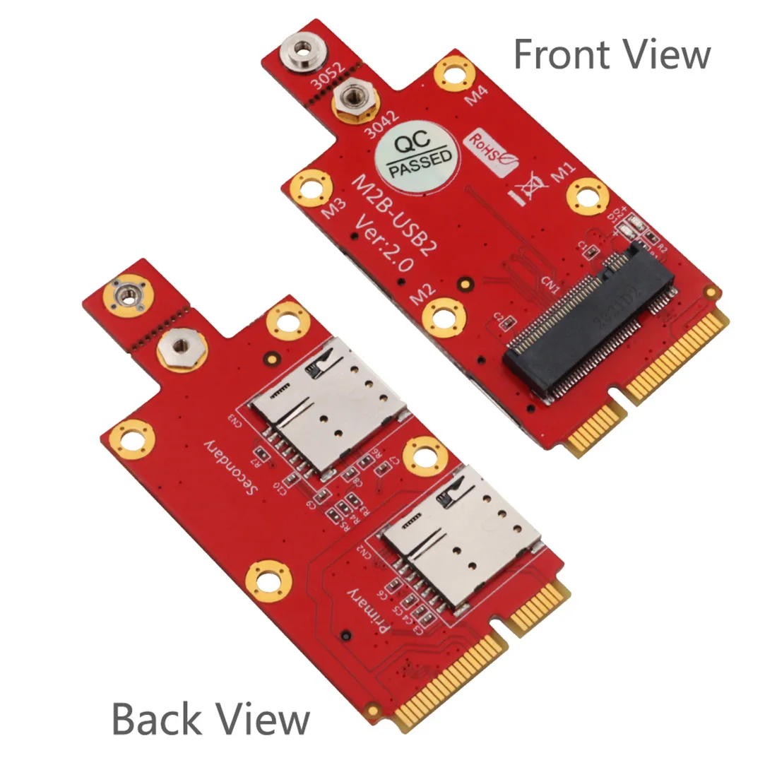 XT-XINTE M.2 Key B to Mini PCI-E Adapter Card with Dual NANO SIM Card Slot for 3G/4G/5G Module for Desktop PC 3042 3052 Card