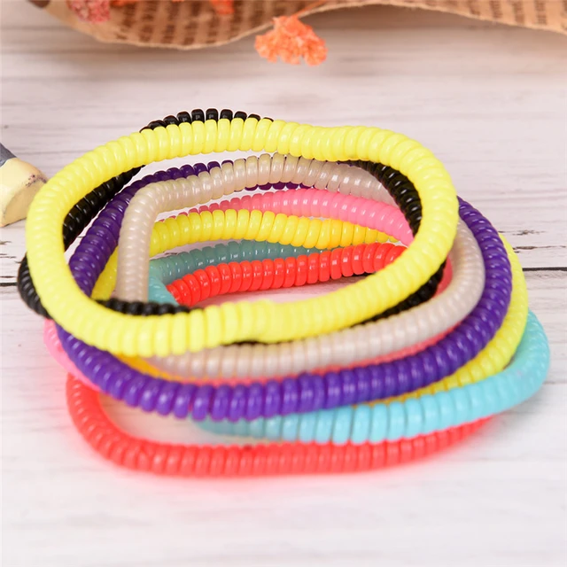 Telephone line hair rope girl's colorful elastic top Ponytail Hair ring