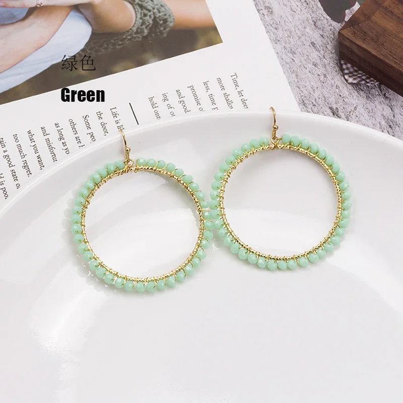 Imagen 5: Pendientes de gota circulares étnicos hechos a mano con cuentas de cristal redondas de colores a la moda bohemia para mujer, bisutería, accesorios de fiesta