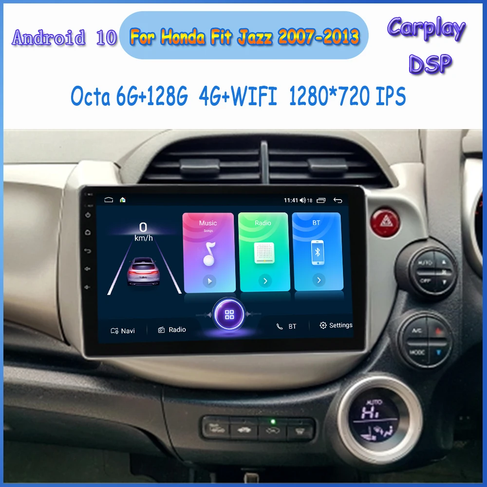 For Honda Fit Jazz 2008-2013 2din Android Car Radio Stereo Monitor Multimedia Dvd Player Auto Carplay Gps navigation headunit BT