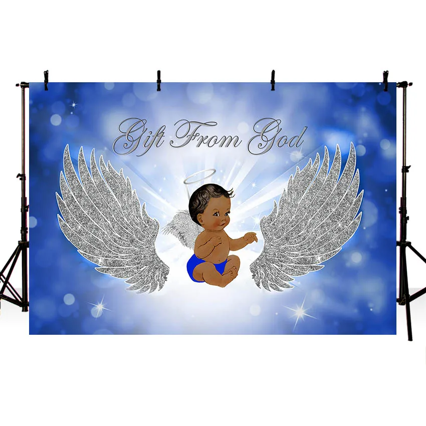 Avezano Photography Backdrop Baby Shower Gift From God Angel Wing Boy Background Photo Studio Photozone Decoration