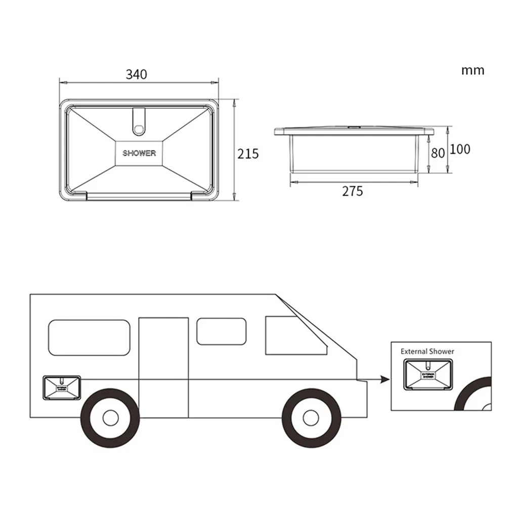 RV Shower Box Kit for RV Camper Trailer Boat Marine Yacht Motorhome Caravan Accessories external Wall shower Exterior Shower Kit