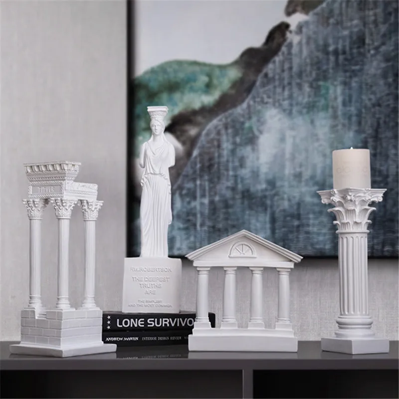 Broken Greek ancient city temple architectural model Roman column ornament European-style decor furnishings resin sculpture