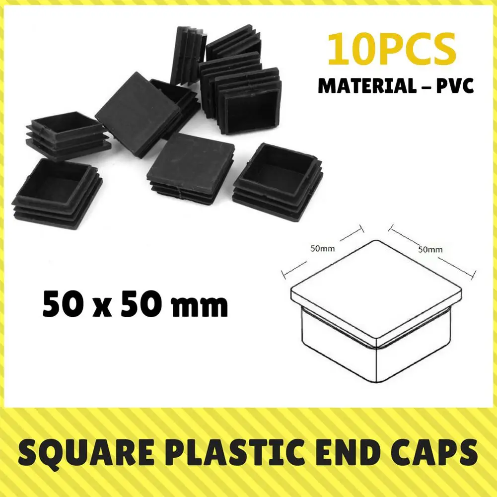 Imagem -03 - Plástico Preto Blanking End Caps Quadrado Insere para Tubo Seção de Tubo Atacado 50x100 mm 50x100 mm Novo 10 Pcs por Lote
