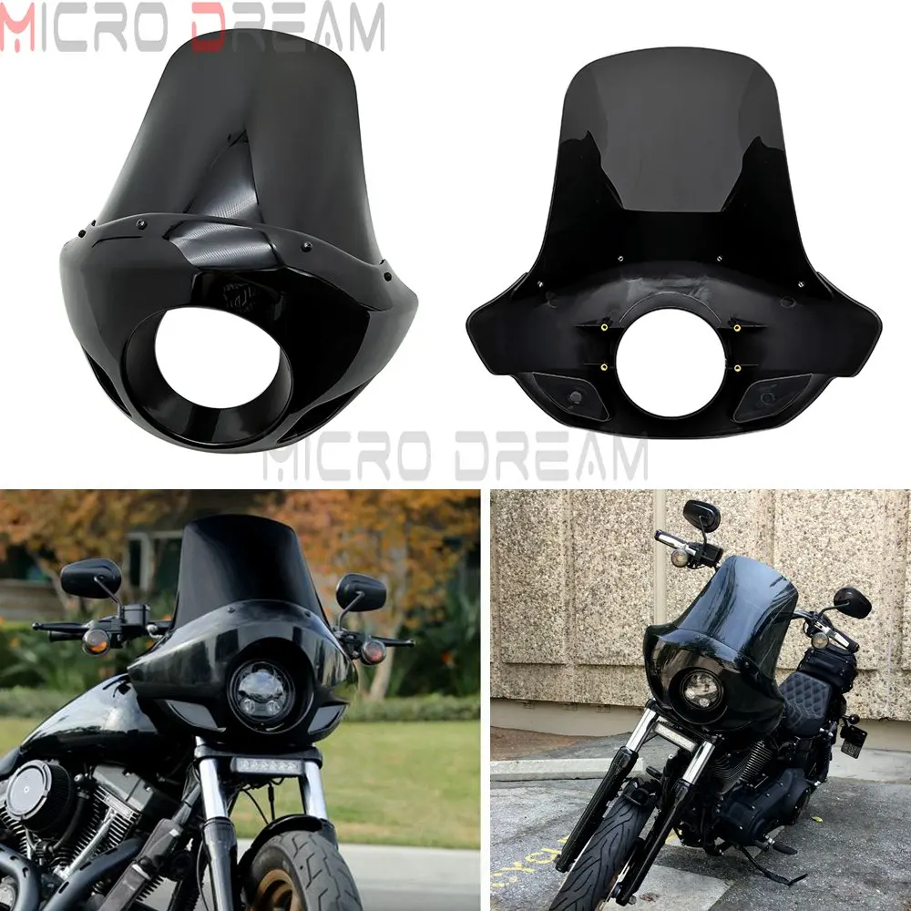 

For Harley Sportster XL883 XL1200 Road King Electra Glide Dyna Touring 5 3/4" Headlight Fairing Cowl Cover Mask w/ 35-49mm Forks