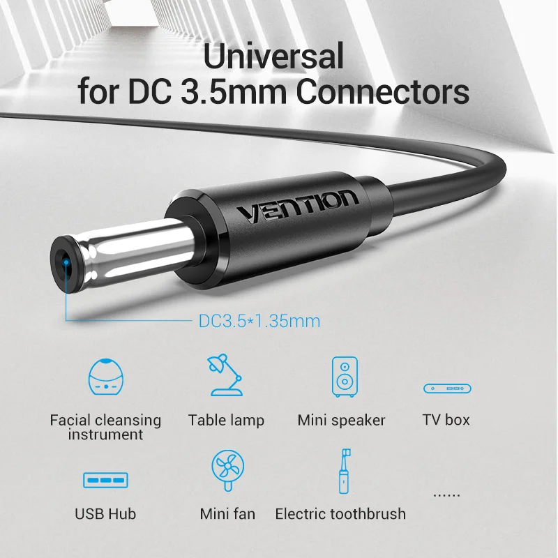 Vention-USB-DC 3.5mm 충전 케이블, USB A Male-3.5 잭 커넥터, 5V 전원 공급 장치, USB 허브 전원 케이블용 충전기 어댑터