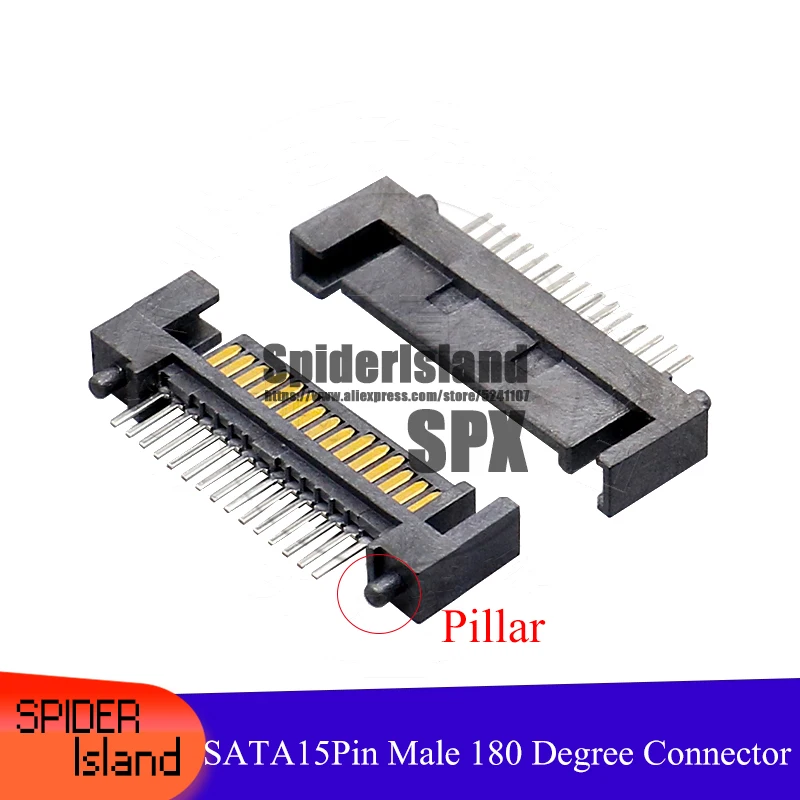 

500pcs/ 1000pcs SATA 15PPin Male 180 Degree 15P Plug-in with Positioning Pillar SATA Connector Interface socket for DIY