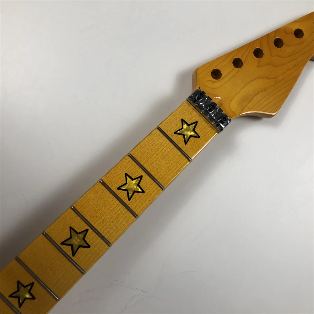 Maple Guitar Neck 22Frets 25.5inch Maple Fingerboard Star Inlaid Locking Nut Gloss