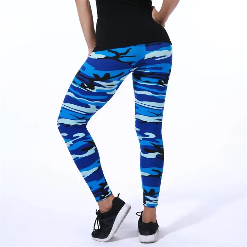 Yrrety cintura alta aptidão camuflagem leggings mulheres workout push up moda musculação calças graffiti estilo estiramento