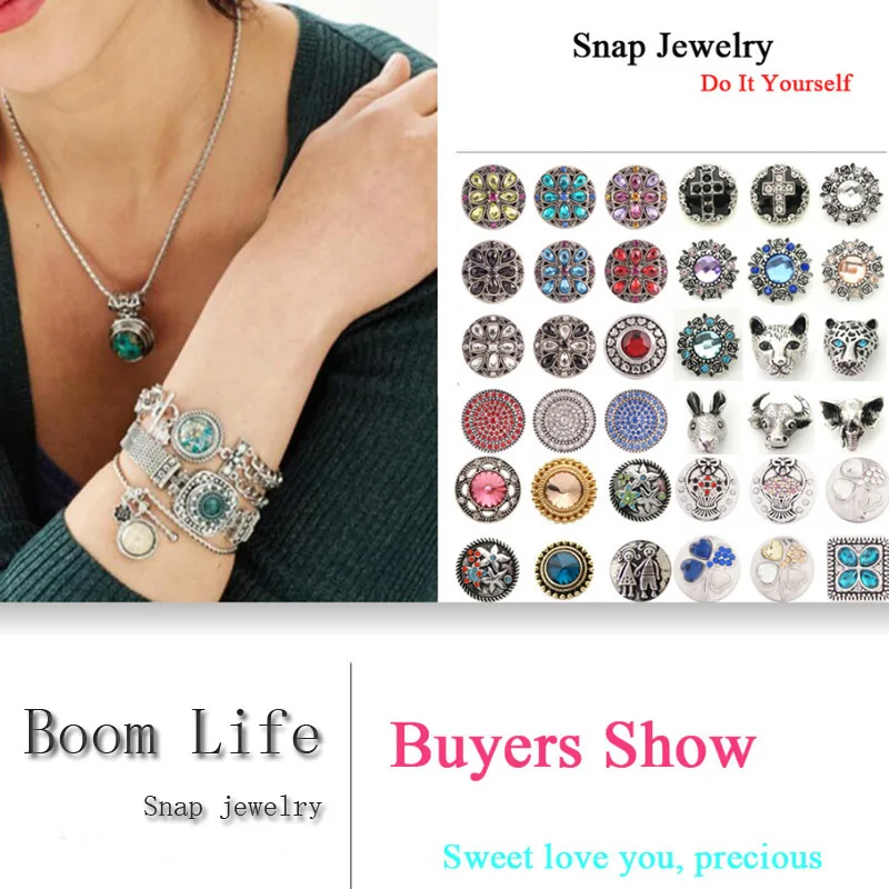 DIY 18mm Glass Watch Snap Buttons Interchangeable Jewelry Can Move Replaceable Snaps Buttons Fit Snap Button Bracelet Jewelry